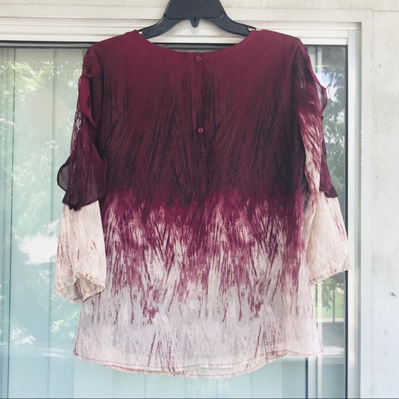 Christopher & Banks Two Tone Ombré Ruffle Blouse M - Picture 4 of 8